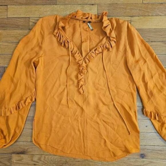 Kobi Halperin Silk Ruffle Blouse XS Balloon Sleeve - Picture 5 of 12